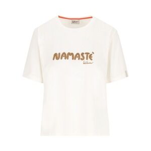 Luis Trenker White Cotton Namaste Boucle Graphic Tee Shirt Womens Small T44510